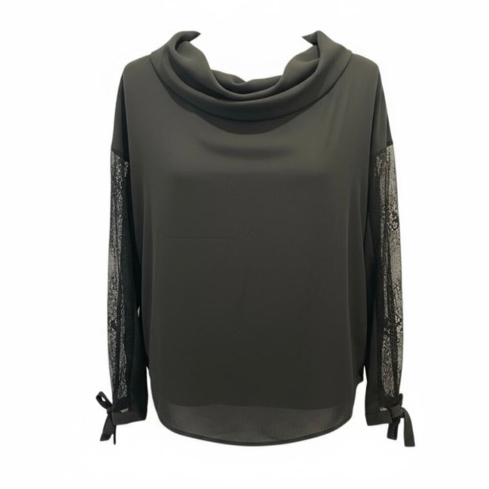 Zara lace sleeve draped neck top, work wear, work top, size Xs fits small